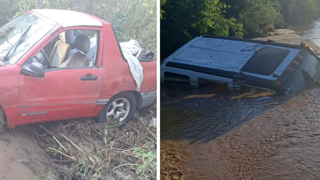 Crecida de arroyo en San Blas, BCS arrastra vehículos y deja 10 personas atrapadas