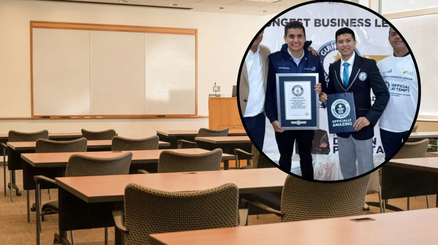 El profesor Dorian Peralta rompió el record Guiness en 2019. (Fotografía: Canva | Facebook)