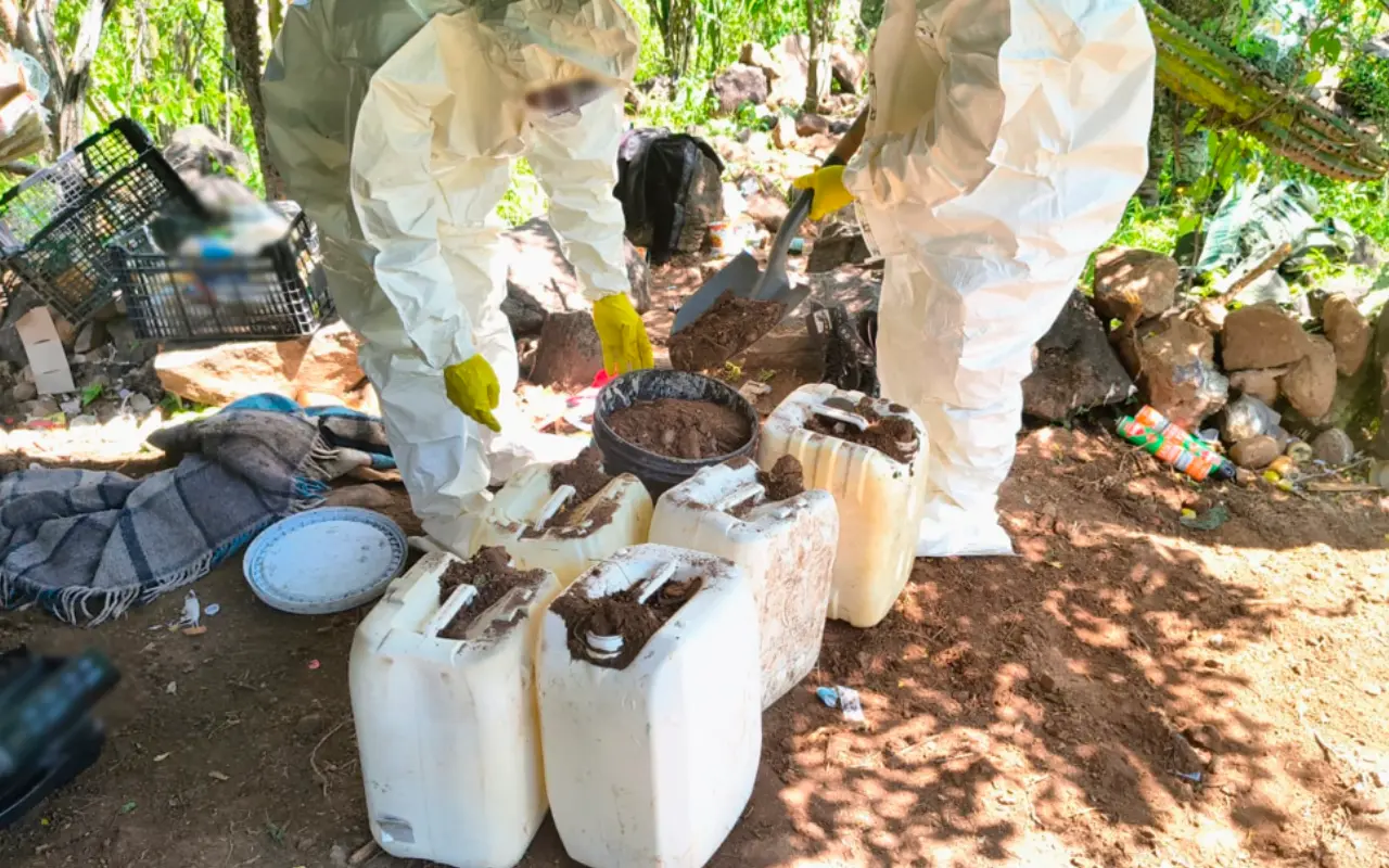 Laboratorio clandestino desmantelado en Sinaloa. Foto: Secretaría de Seguridad