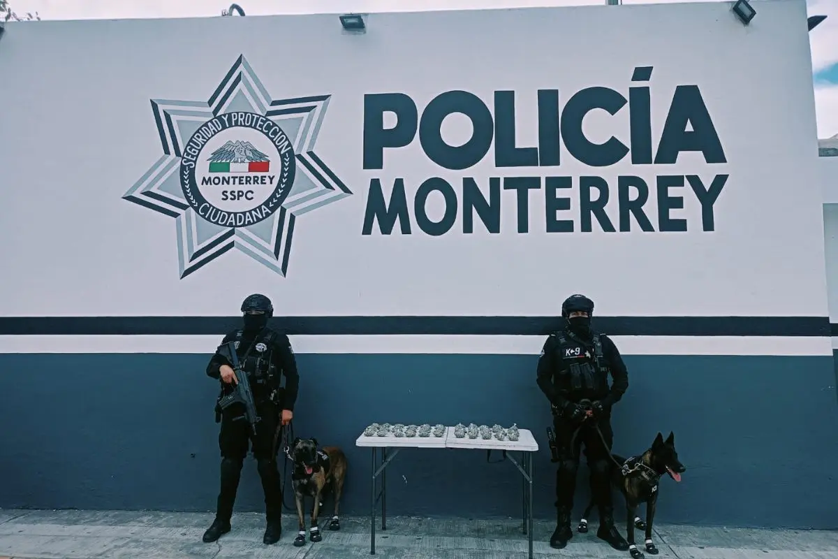 Elementos de la Policía municipal localizaron una bolsa abandonada con enervantes. Foto: Policía de Monterrey