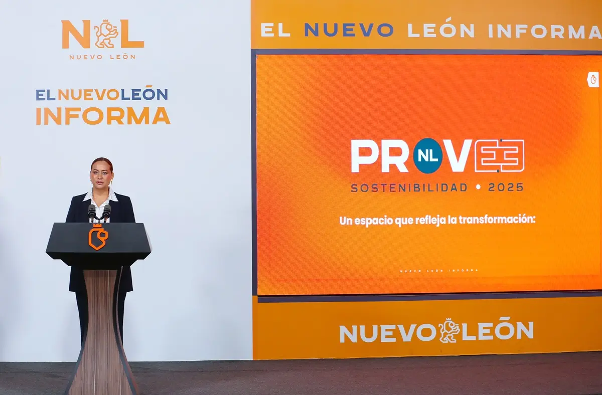 La secretaria de Administración, Gloria Morales, anuncia la realización de la cuarta edición de PROVEE NL 2025 que se llevará a cabo miércoles 27 de agosto en Cintermex. Foto: Gobierno de Nuevo León