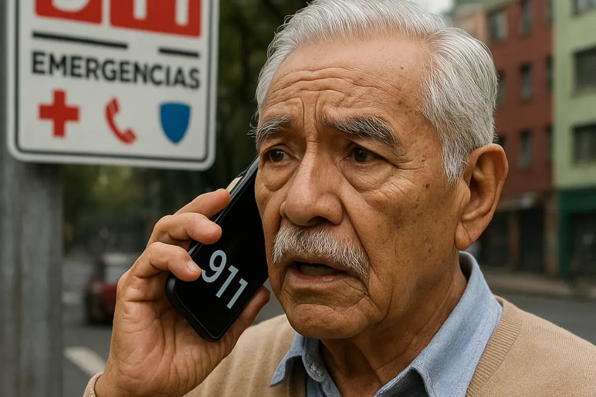 Imagen ilustrativa de adulto mayor marcando al 911. Foto: IA