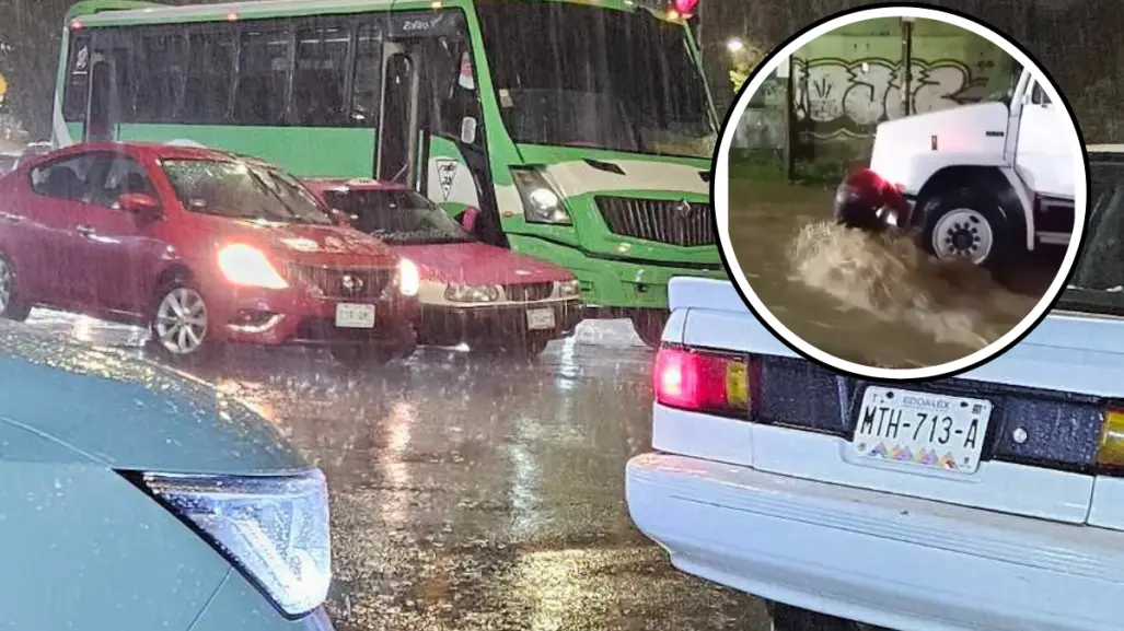 VIDEO | Motociclista es arrastrada por corriente de agua en Tlalpan y termina chocando con un camión