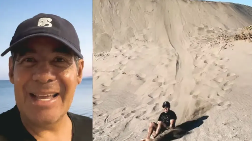 Así disfrutó Yordi Rosado en La Paz practicando sandboarding en las dunas