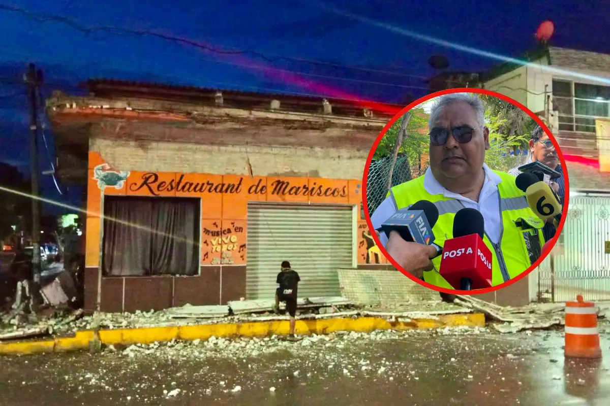 La marquesina que colapsó es de un negocio ubicado en la zona centro de la ciudad de Madero | Foto: Axel Hassel