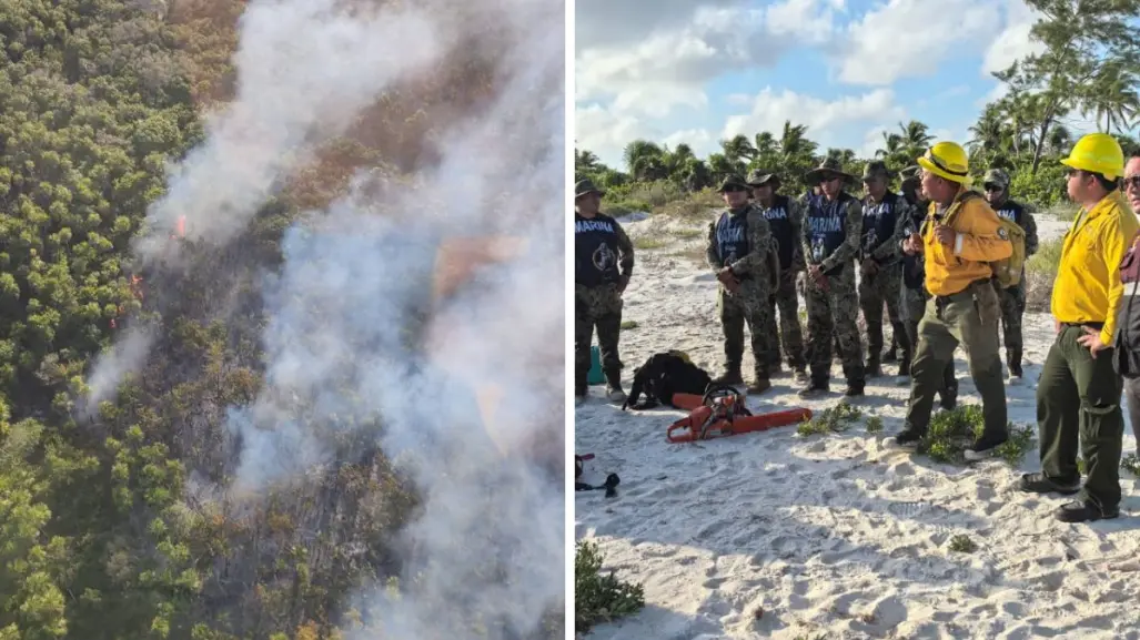 Incendio forestal en Holbox sigue activo: el 30% ha sido liquidado