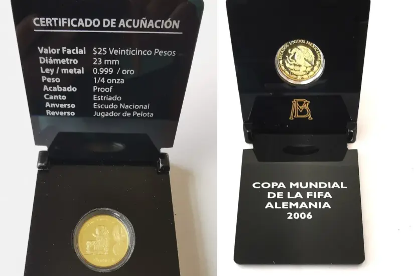 México conmemora su participación en el Mundial de Alemania mediante monedas que oscilan entre 2,000 y 12,000 pesos. Foto: Canva