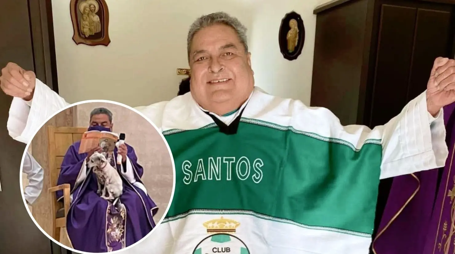 El sacerdote Gerardo Zatarain era un fiel seguidor del Santos Laguna y se volvió viral por llevar a su perrita Paloma a una misa. (Fotografía: Santosmanía)