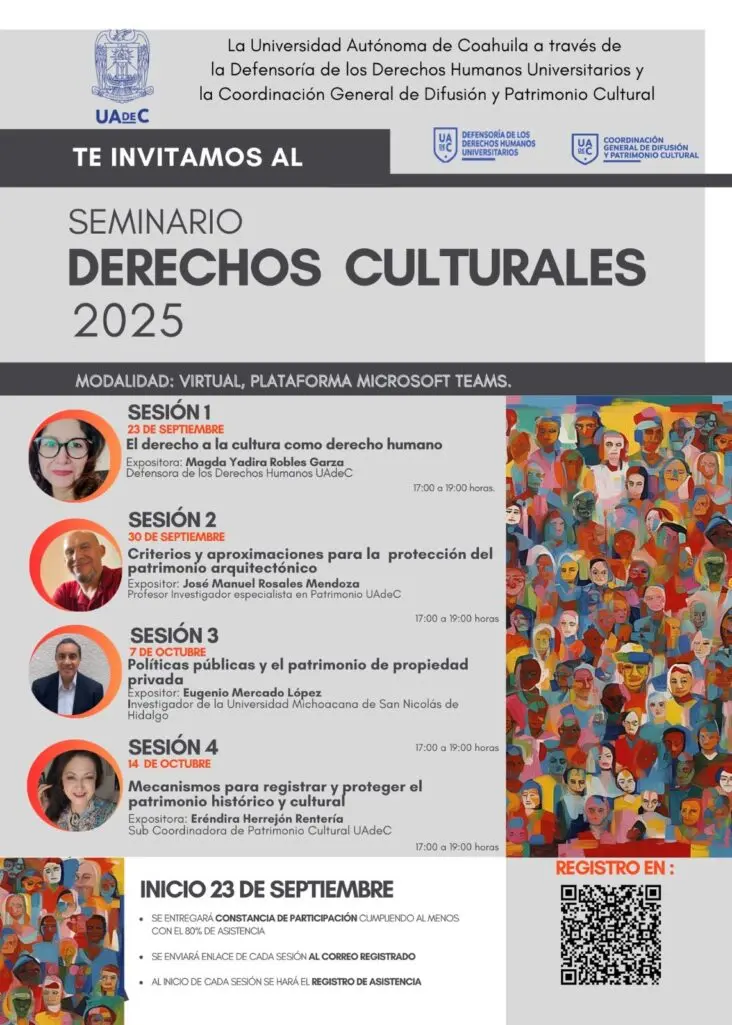 Invitación de la UAdeC a seminario de Derechos Culturales / Foto: UAdeC