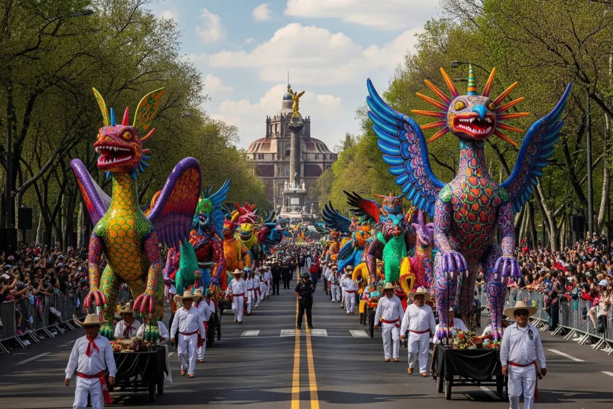 Desfile de Alebrijes en la Ciudad de México. Foto: IA