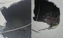 FOTOS | Socavón de 4 metros en Venustiano Carranza alarma a vecinos y pone en riesgo viviendas