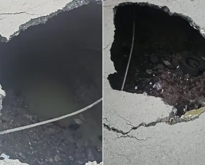 FOTOS | Socavón de 4 metros en Venustiano Carranza alarma a vecinos y pone en riesgo viviendas