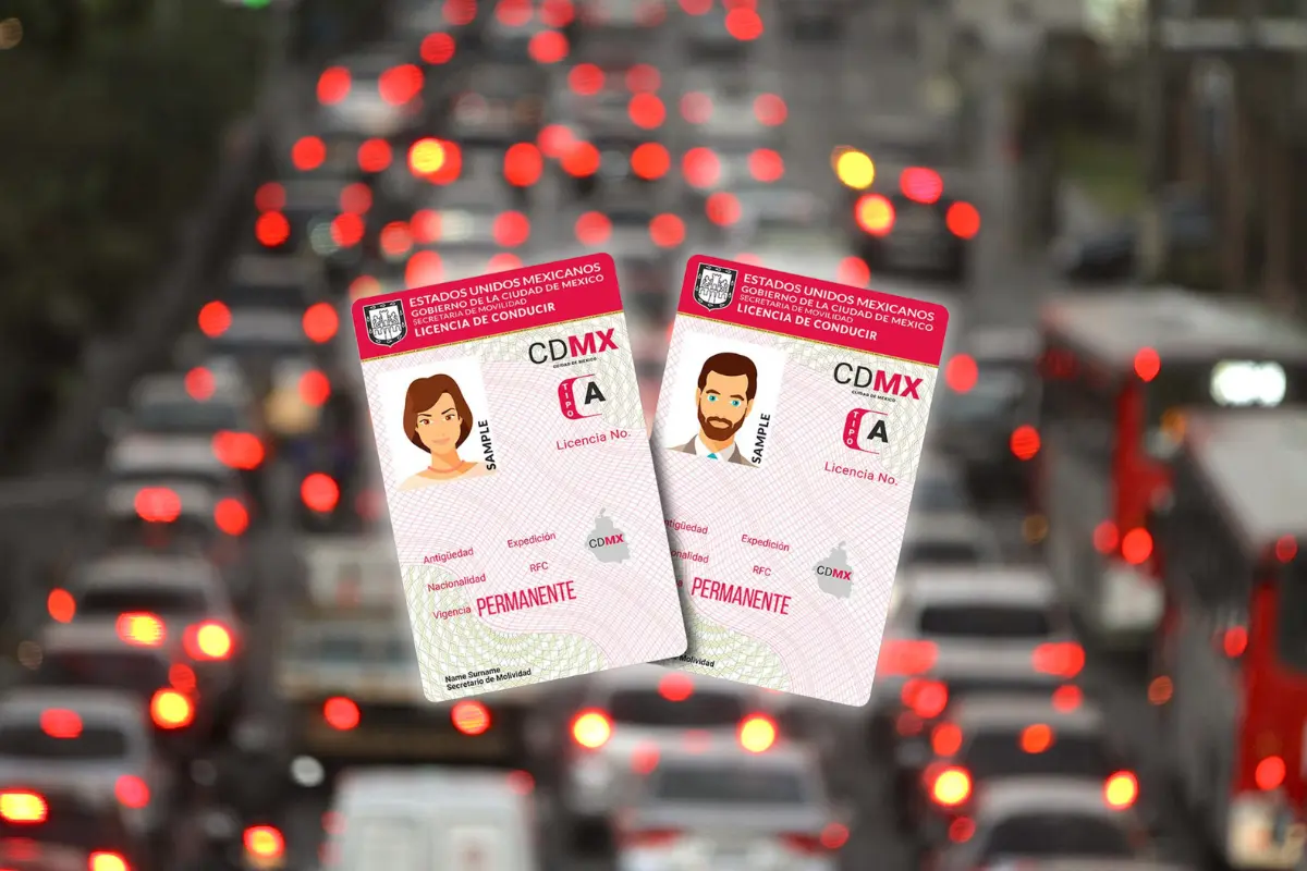 De fondo autos, Licencia Permanente. Foto: Canva | Gobierno CDMX