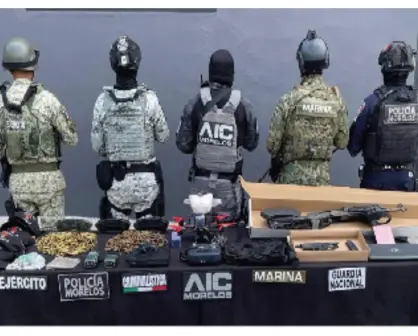 Aseguran armas, vehículos y dron modificado en inmueble de Morelos