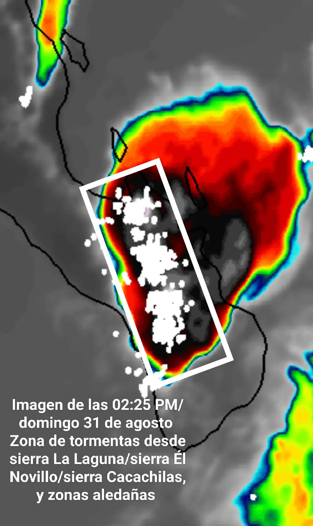 Condiciones climáticas entre las 2 y 3 de la tarde. 
Foto: Subsecretaría de Protección Civil.