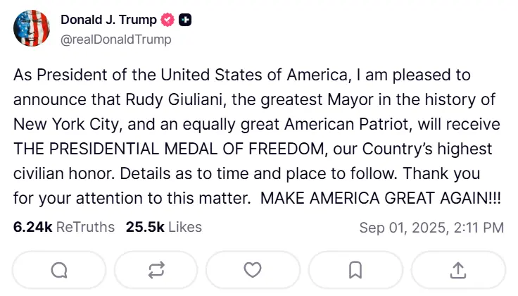 Foto: Truth Social (@realDonaldTrump)