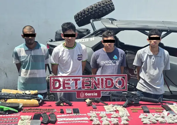Fuerte golpe al crimen en García deja 4 detenidos, armas largas y droga aseguradas