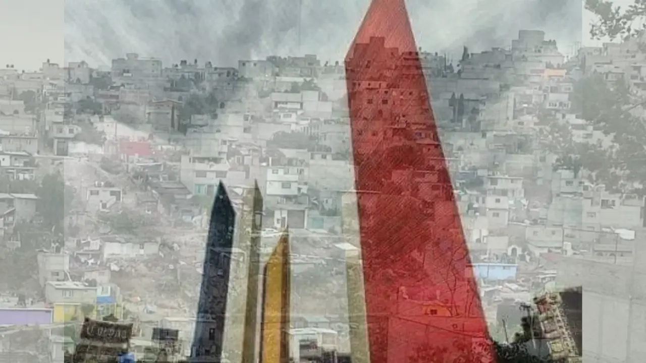 Torres de Satélite 1958 por Luis Barragan y Mathias Goeritz, Naucalpan Estado de Mexico. Foto: X/ @mechediazortega (Canva)