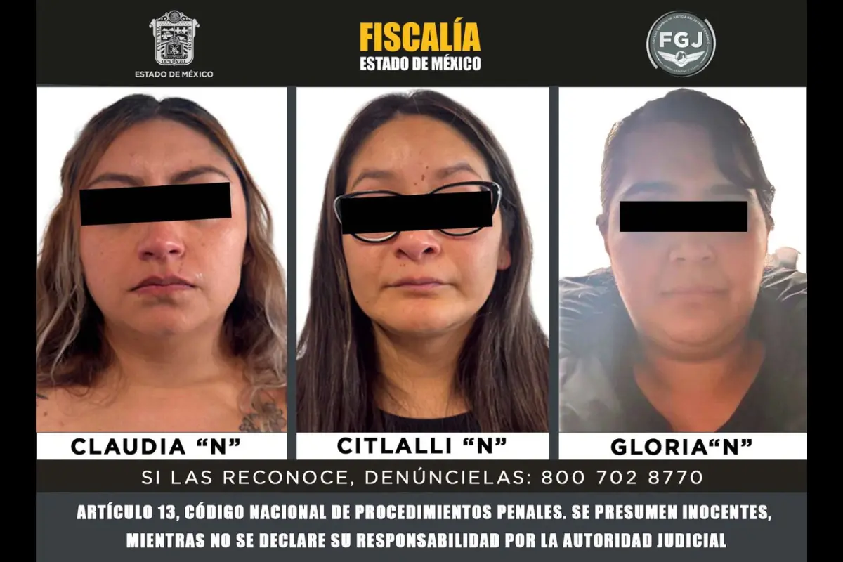 Detenidas por su presunta participación en el caso. Foto: X (@FiscaliaEdomex)