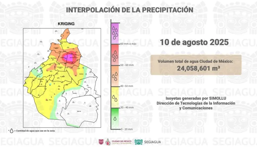 Gráfica de la precipitación de lluvia de la CDMX. Foto: Gobierno de la CDMX