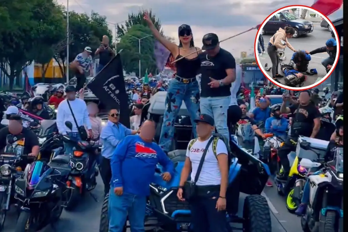 Sandra Cuevas en rodada motociclista, joven atropellado.  Foto: X (@SandraCuevas_) | X (@c4jimenez) | Canva