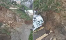 Cerro se viene abajo en Cabo San Lucas tras lluvias de Lorena