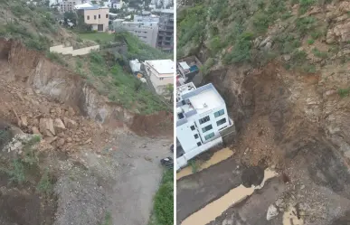 Cerro se viene abajo en Cabo San Lucas tras lluvias de Lorena