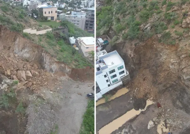 Cerro se viene abajo en Cabo San Lucas tras lluvias de Lorena