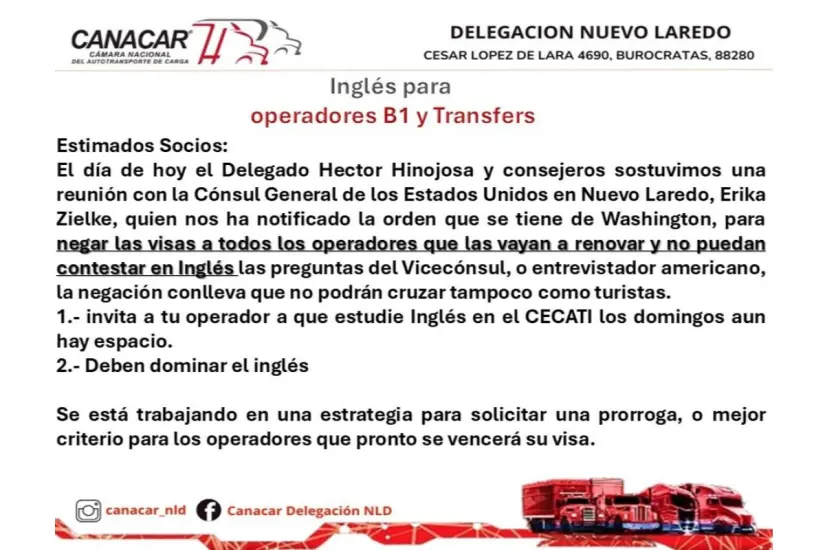 Notificación del consulado norteamericano | Foto: FB