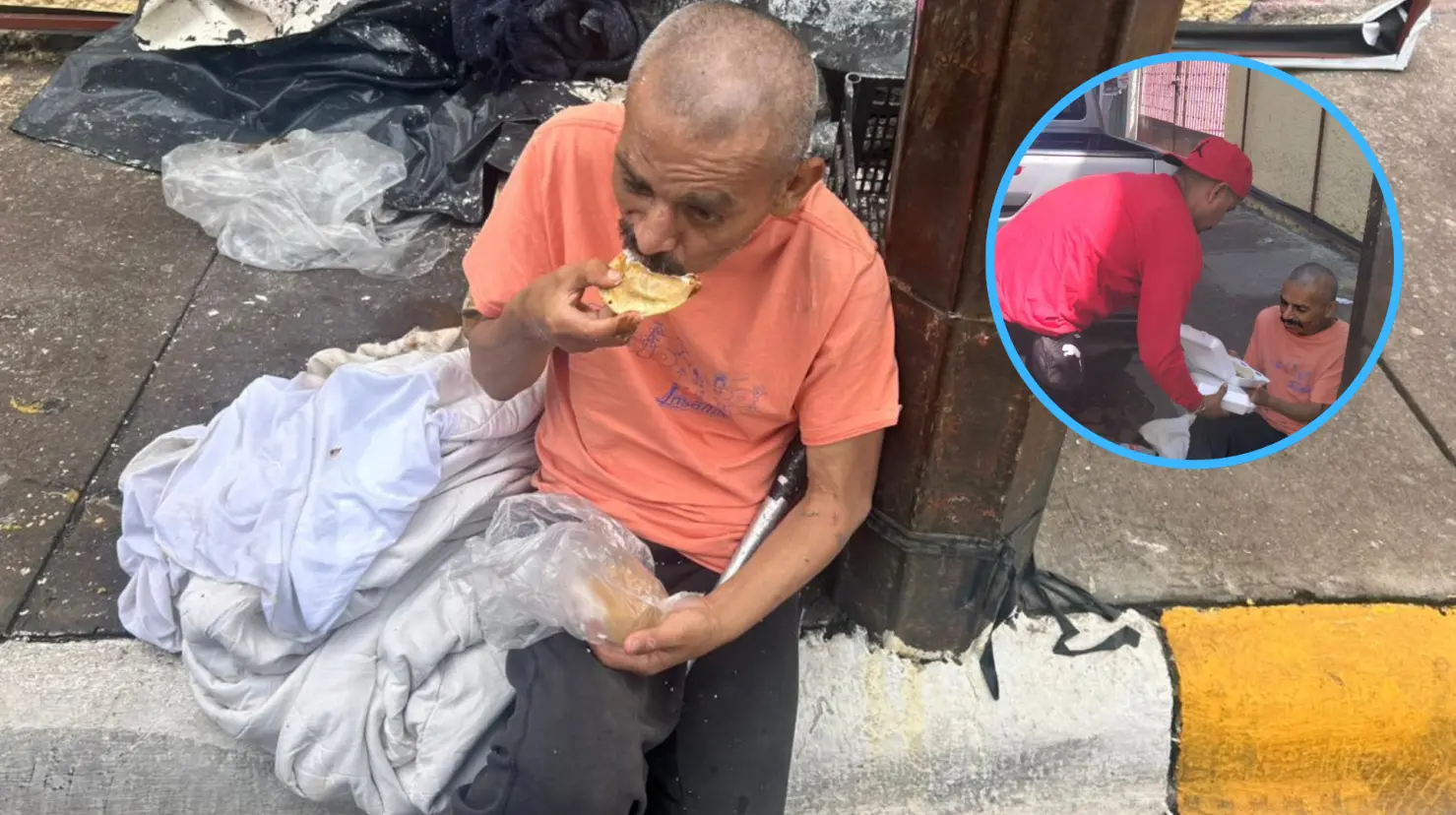 DIF Municipal actuó para ayudar a persona que fue abandonada en la vía pública. Foto: Alejandro Ávila.