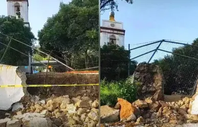Lluvias en Edomex provocan desplome de barda en parroquia histórica de Cuautitlán Izcalli