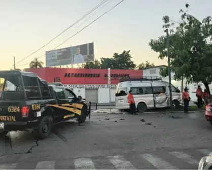 Accidente en la avenida Itzáes: choque entre unidad de la SSP y camioneta de transporte en Mérida