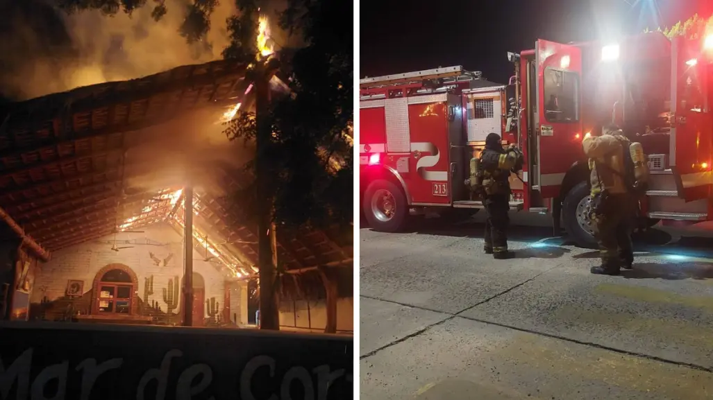 Incendio consume palapa en el centro de La Paz; sólo hubo daños materiales