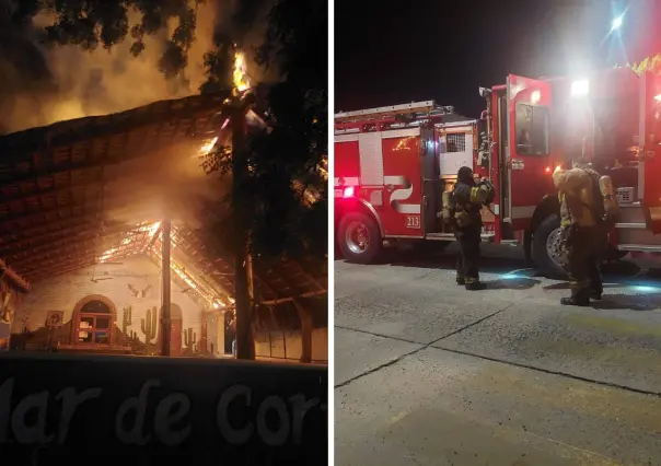 Incendio consume palapa en el centro de La Paz; sólo hubo daños materiales