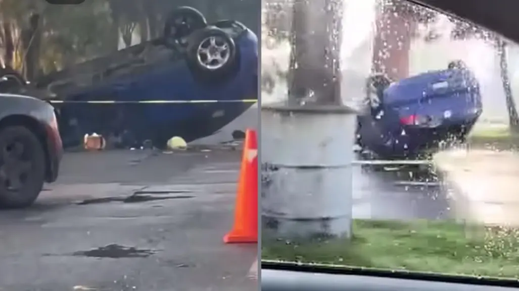 Automóvil termina volcado frente al C5 en Toluca: conductor pierde la vida