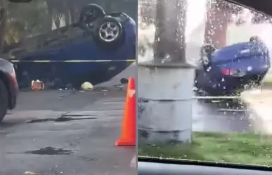 Automóvil termina volcado frente al C5 en Toluca: conductor pierde la vida