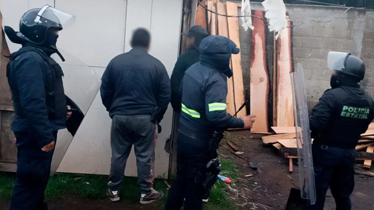Desmantelan aserradero ilegal en Ocuilan; autoridades detienen a tres involucrados. Foto: @PROFEPA_Mx
