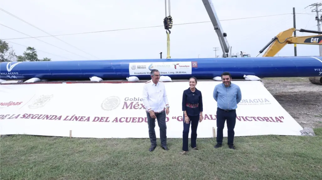 Claudia Sheinbaum supervisa construcción del nuevo acueducto en Ciudad Victoria