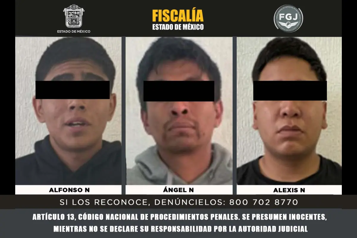 Detenidos por autoridades del Edomex.  Foto: X (@FiscaliaEdomex)