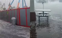 VIDEO | Inundación en Six Flags: suspenden atracciones por lluvias torrenciales