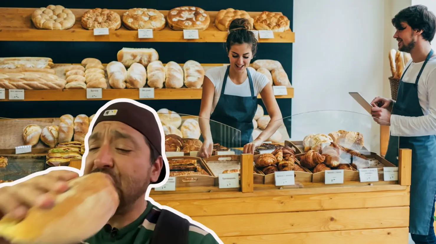 Lalo del Villar, host de la Ruta de la Garnacha, comiendo pan francés en Torreón. (Fotografía: Canva | YouTube)