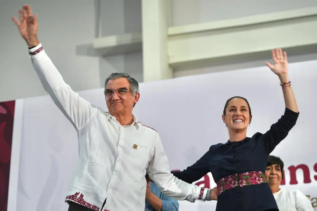 “La Transformación Avanza en Tamaulipas”, como parte de su recorrido por todo el país con motivo de su primer informe de Gobierno. Foto: Gobierno de México