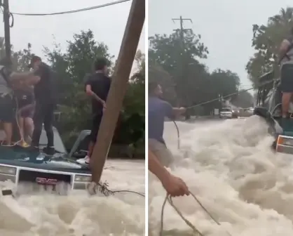 VIDEO | Rescatan a familia atrapada en las fuertes lluvias de Piedras Negras