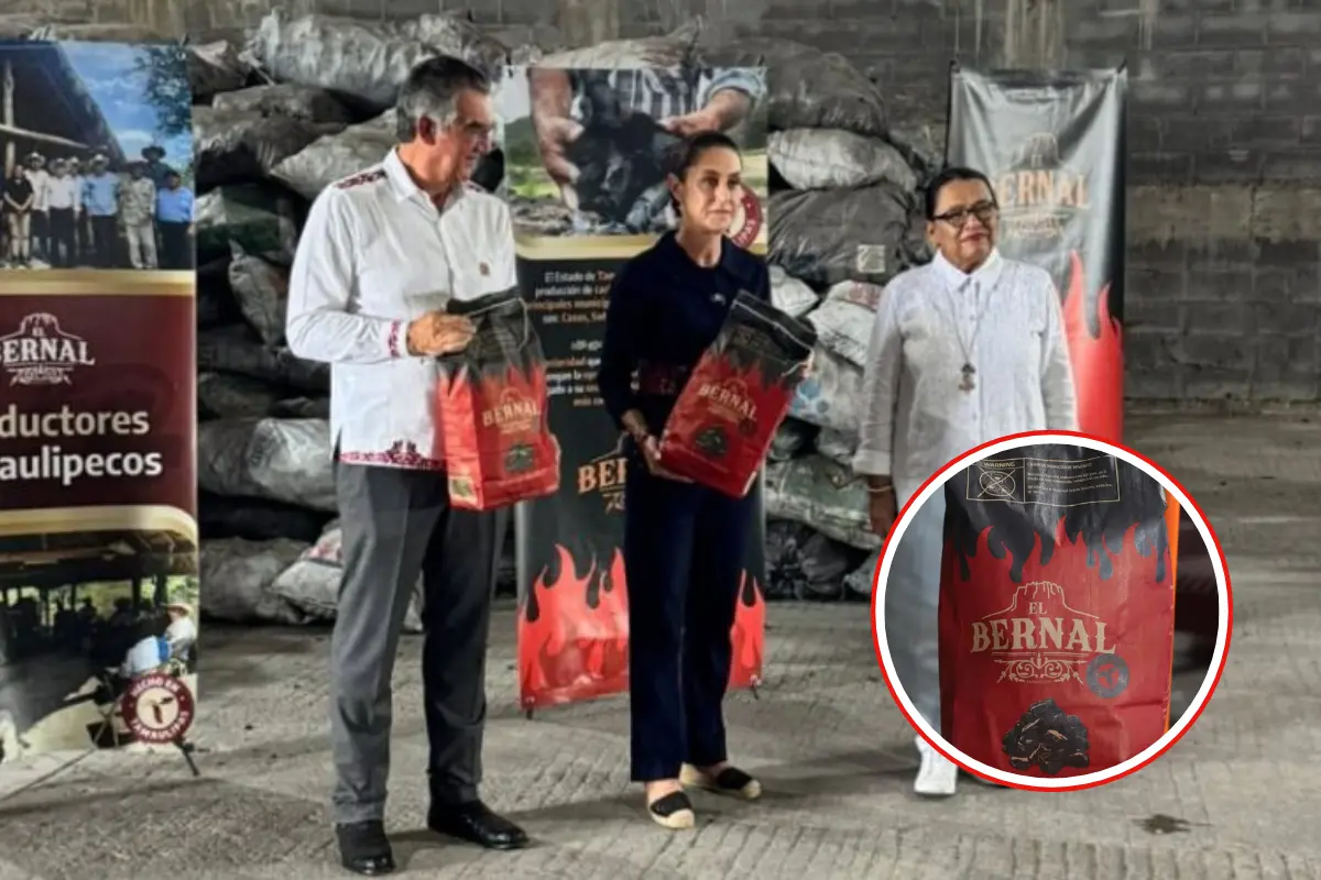 En su gira la presidenta Claudia Sheinbaum visitó la empacadora de carbón vegetal El Bernal en Ciudad Victoria, Tamaulipas | Foto: Perla Herrera