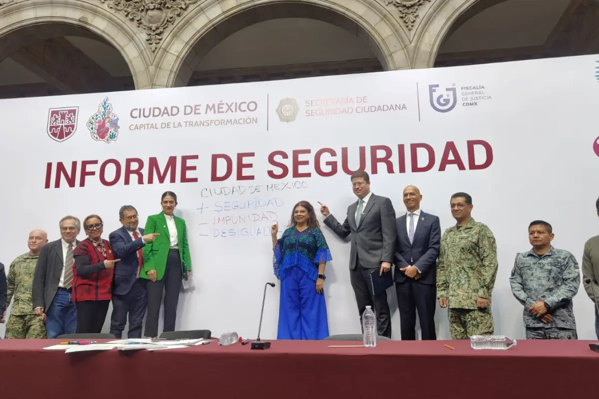 Clara Brugada y gabinete de seguridad de CDMX. Foto: Laura Ávila