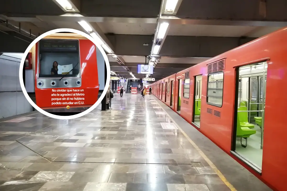De fondo Metro Universidad, estudiante agradeció. Foto: Maps Ax López | Captura de pantalla TikTok