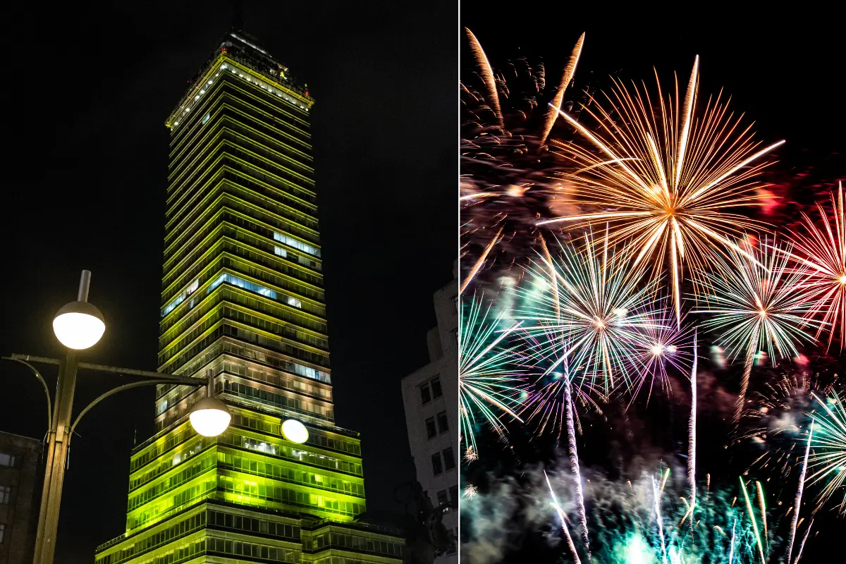 Torre Latino y Fuegos artificiales. Foto: Canva
