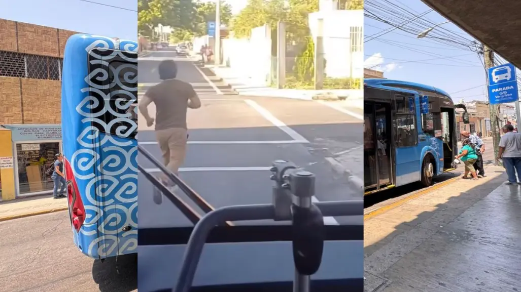 VIDEO | Sujeto corre frente a unidad del Va y Ven en Mérida tras negarle el acceso
