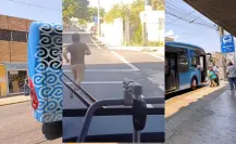 VIDEO | Sujeto corre frente a unidad del Va y Ven en Mérida tras negarle el acceso