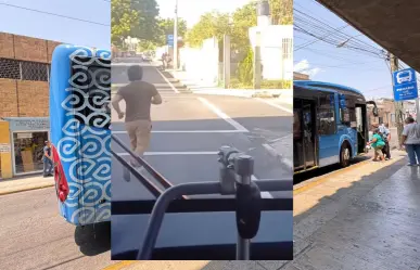 VIDEO | Sujeto corre frente a unidad del Va y Ven en Mérida tras negarle el acceso